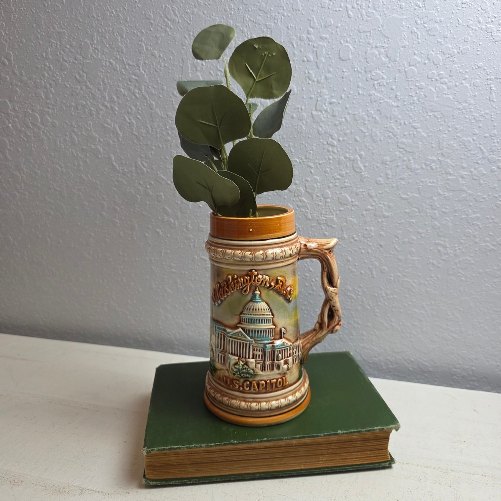 Vintage 1976 US Bicentennial Beer Stein Washington DC Capitol Eagle Ceramic‎ Mug